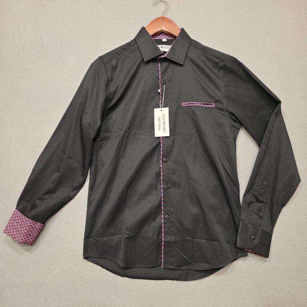 Envmenst‎ Men's Black Long Sleeve Flip Cuff Button Up Shirt Size Small NWT